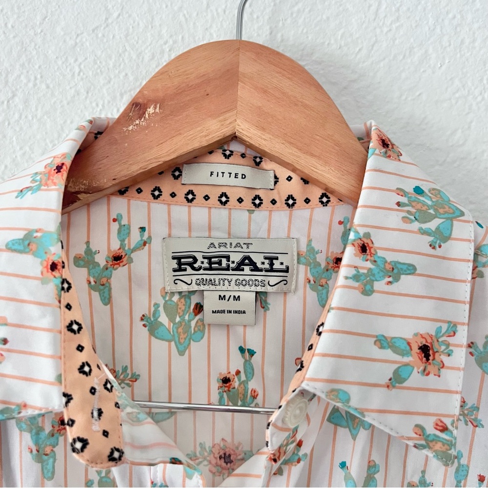 Ariat Cactus Blossom Kirby Stretch Long Sleeve Button Down Shirt Sz M - Picture 5 of 7